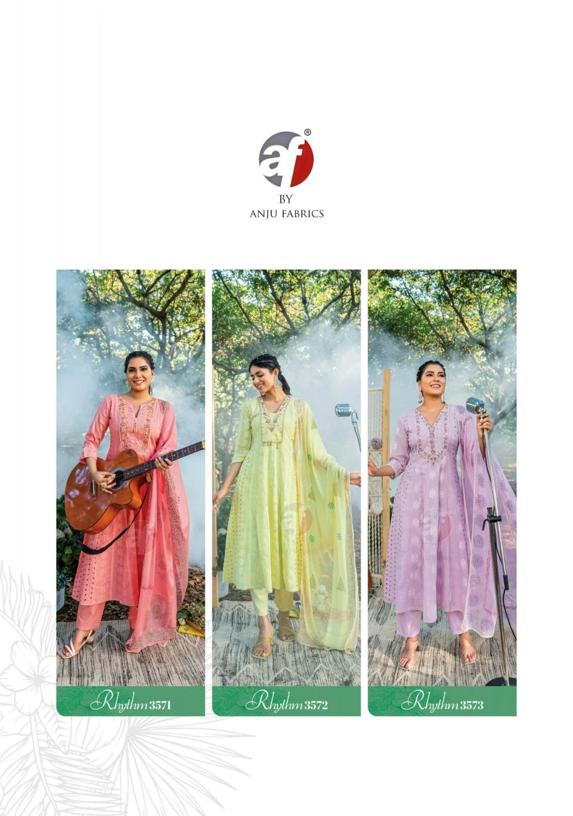 Anju Fabrics Rhythm Cotton Schiffli Wholesale Readymade Salwar Suit Catalog — Wholesale Salwar Suits, Anju fabric wholesale from Surat — view 7